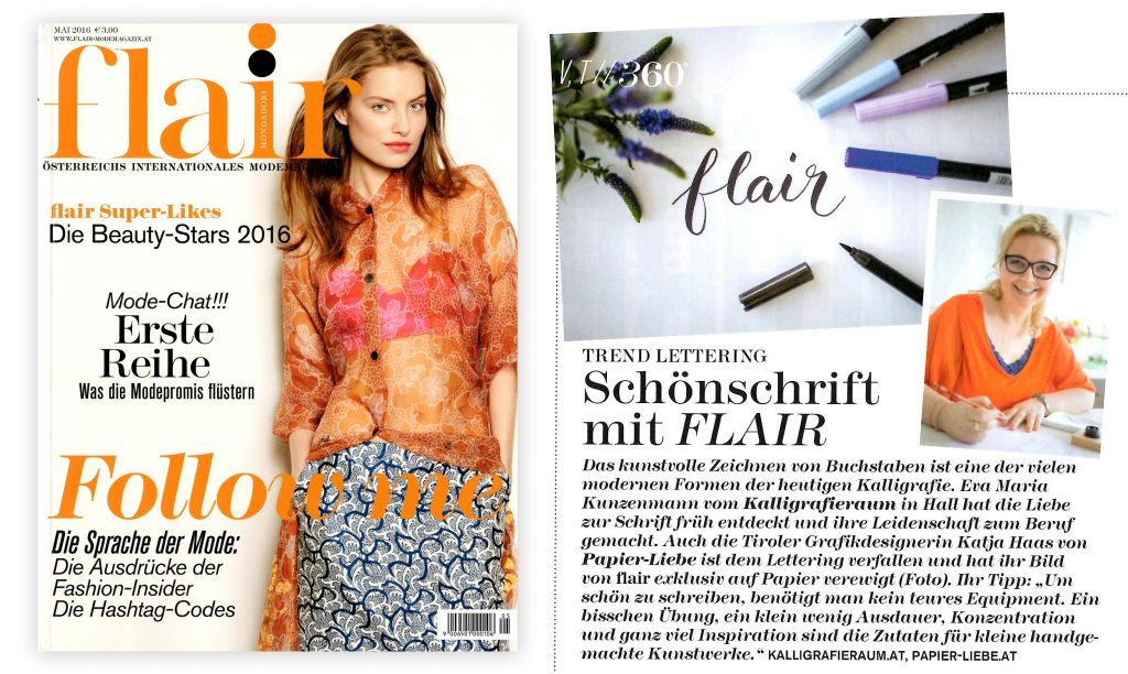 PapierLiebe Magazin Flair zum Thema Handlettering und Kalligrafie