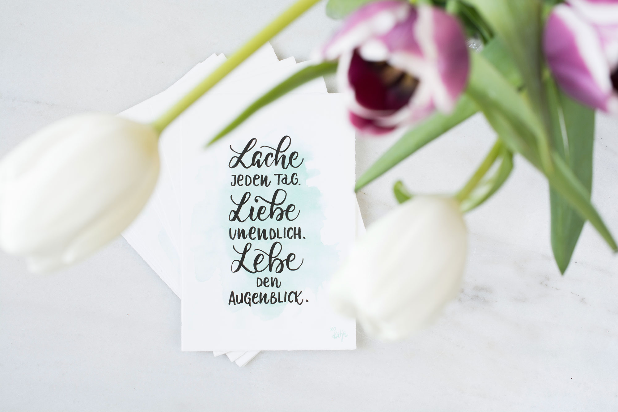 HandletteringKarte LebeLacheLiebe Katja Haas PapierLiebe