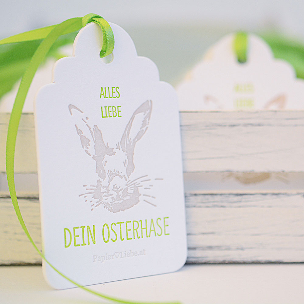 Letterpress-Anhängerkärtchen Ostern