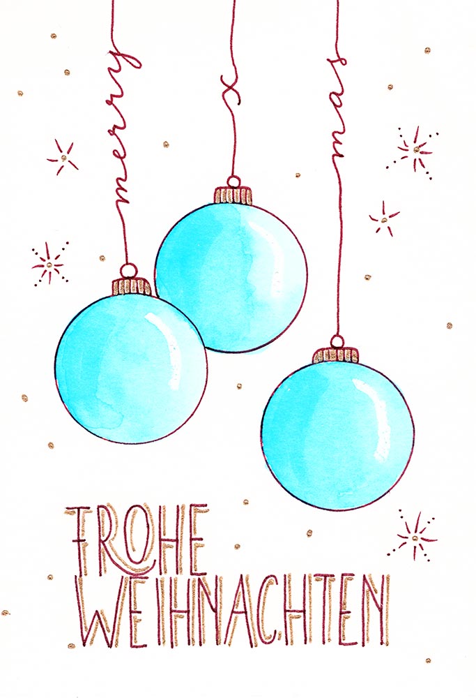 Handlettering Karte Frohe Weihnachten Katja Haas Papierliebe