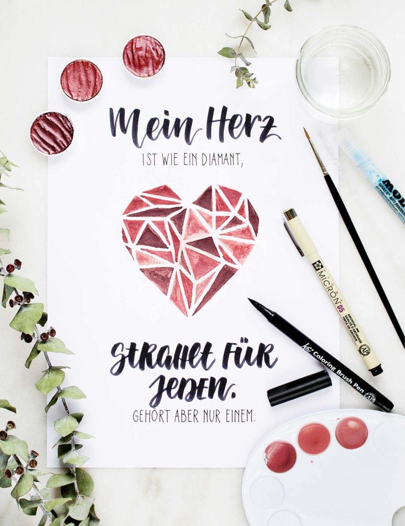 papierliebe-katja-haas-watercolor-brush-lettering-mein-herz-ist-wie-ein-diamant