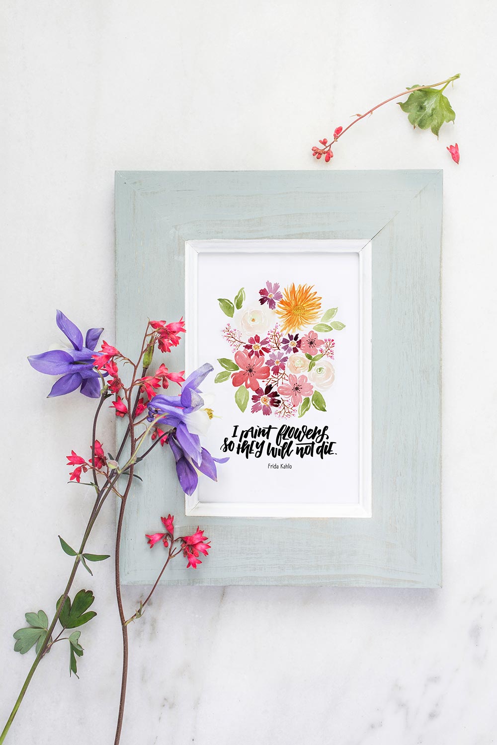Watercolor & Brushlettering Frida Kahlo
