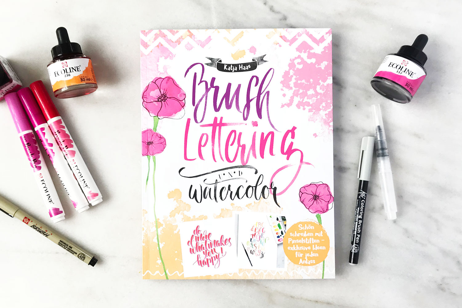 Brush-Lettering & Watercolor – Buch und Übungsheft von Katja Haas PapierLiebe