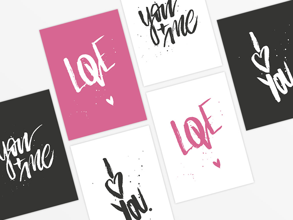 Spruchkarte Brush-Lettering für Valentinstag