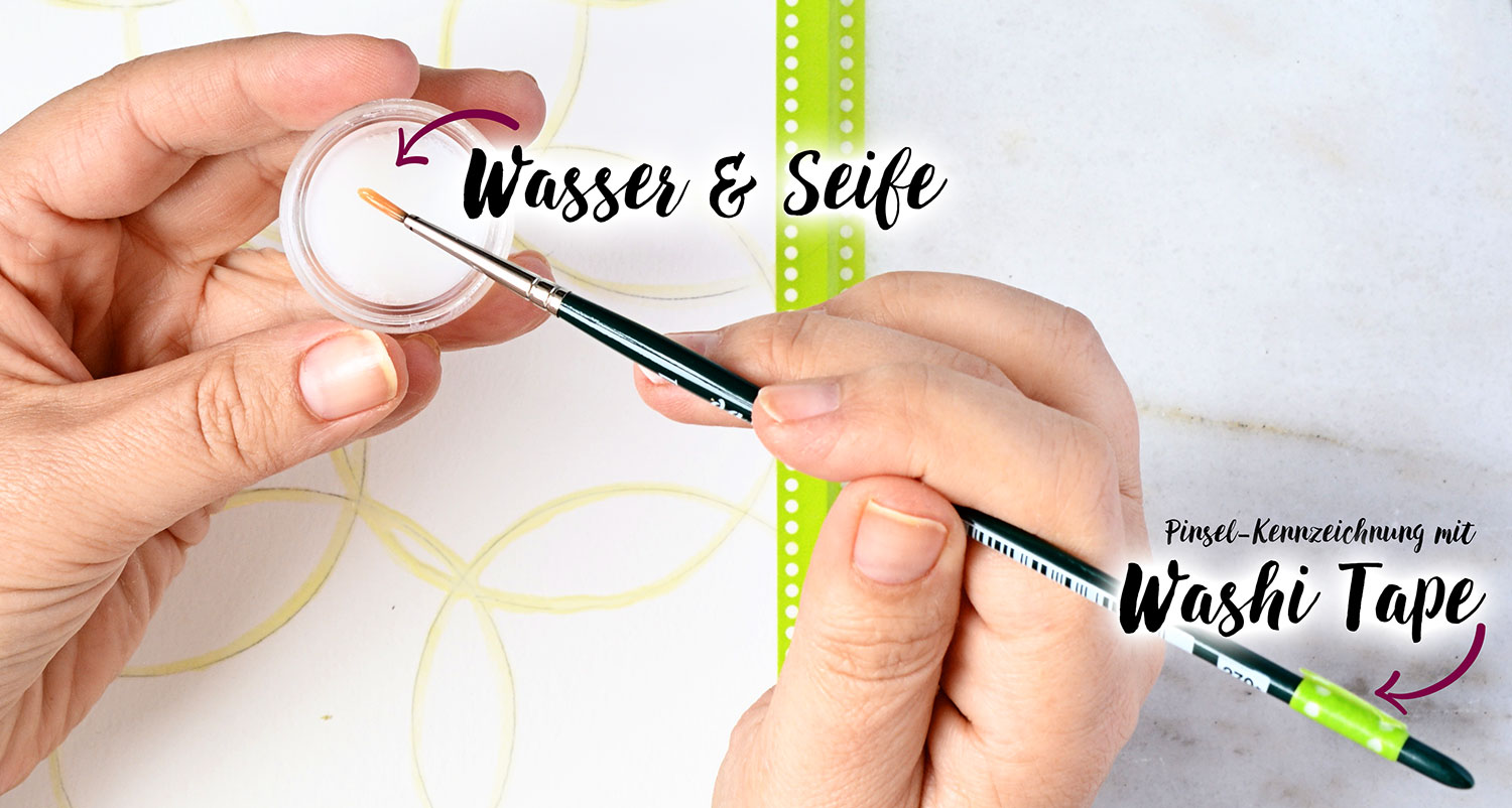 Wasser mit Seife und Pinsel
