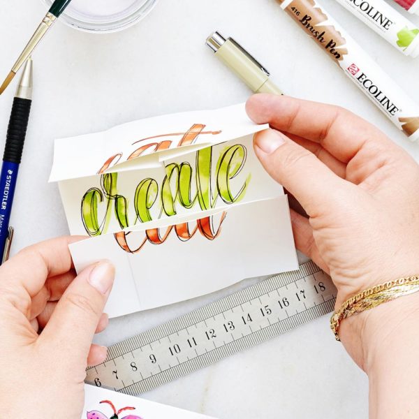 Endlos-Faltkarte eat create sleep repeat