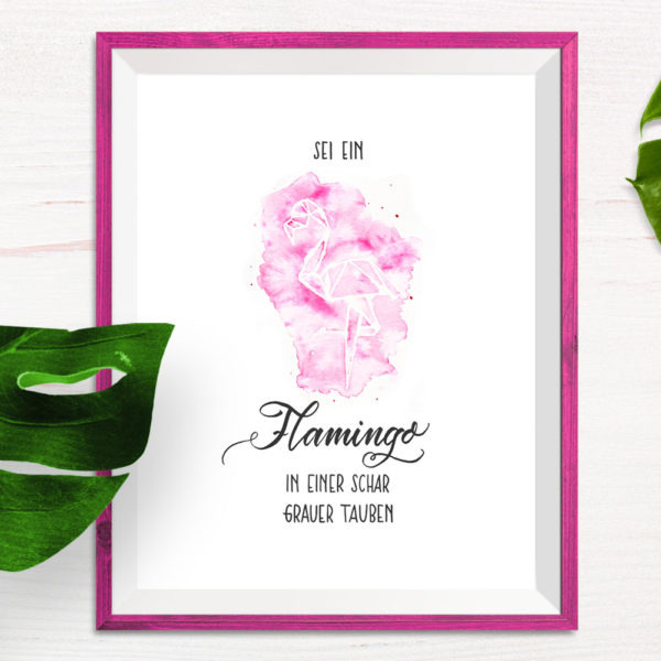 Sei ein Flamingo in einer Schar grauer Tauben