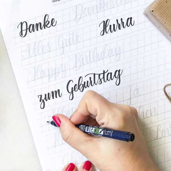 Übungsvorlage für Brush-Lettering-Wörter