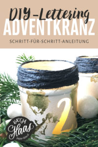 DIY-Lettering-Adventkranz aus Marmeladengläser