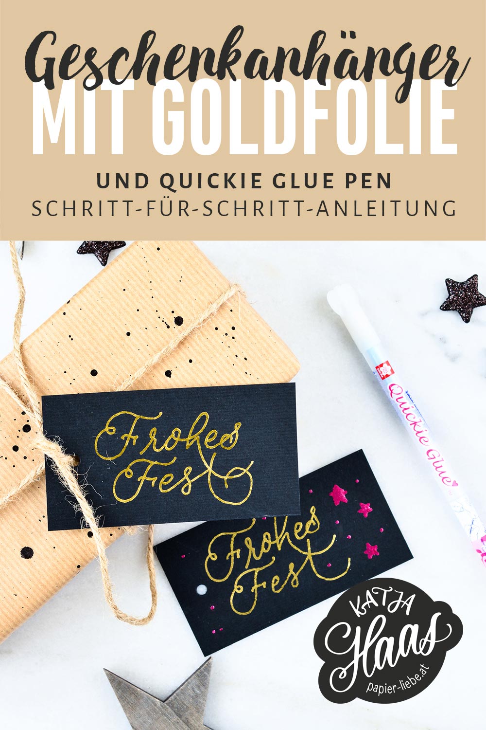 Geschenkanhänger Frohes Fest mit Goldfolie