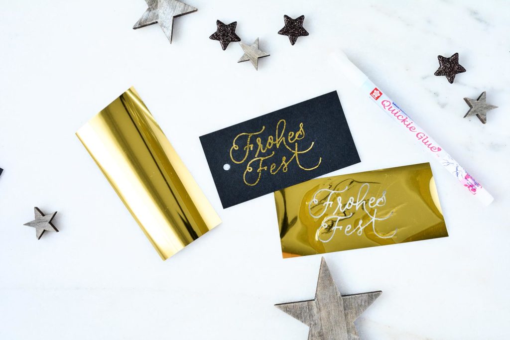 Geschenkanhänger Frohes Fest mit Goldfolie