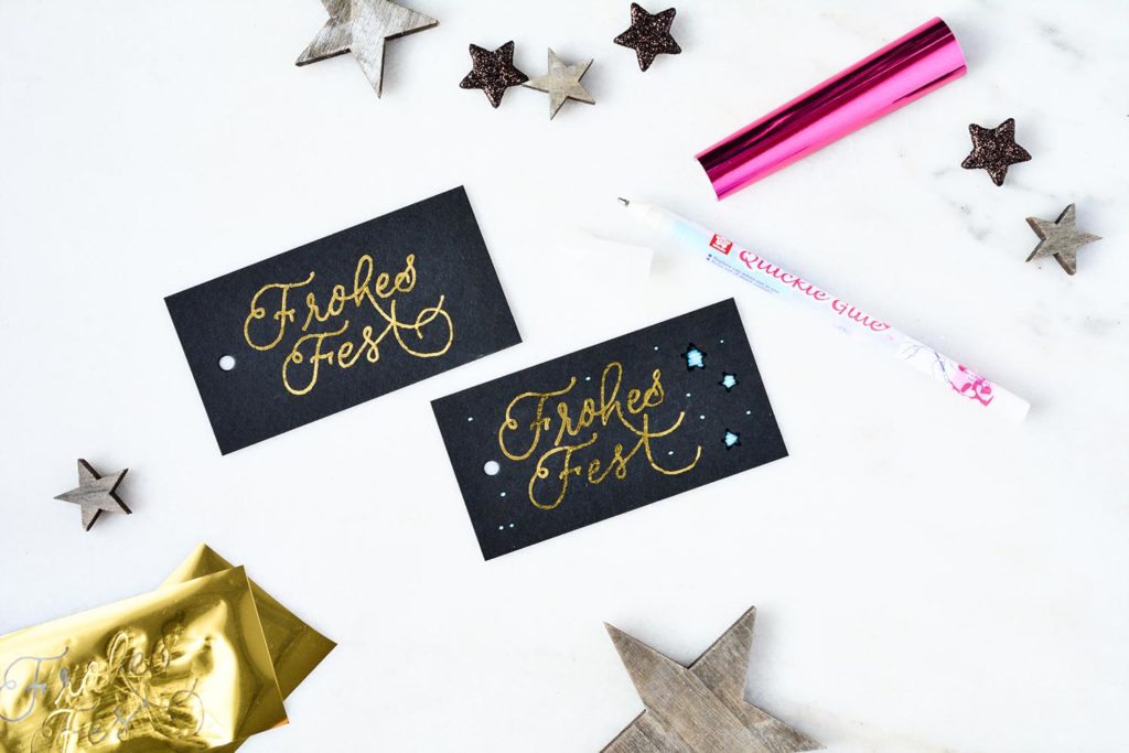 Geschenkanhänger Frohes Fest mit Goldfolie