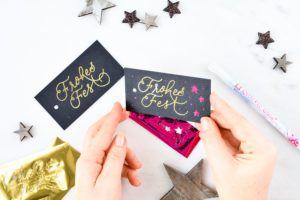 Geschenkanhänger Frohes Fest mit Goldfolie