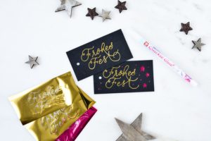 Geschenkanhänger Frohes Fest mit Goldfolie