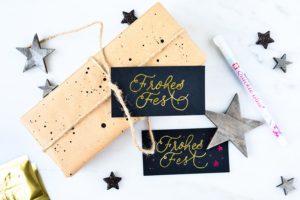 Frohes Fest Geschenkanhänger mit Goldfolie