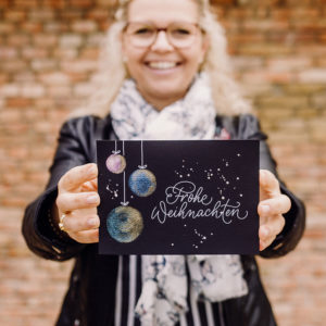 Weihnachtskarte mit Chamäleonfarben von Rembrandt by Katja Haas