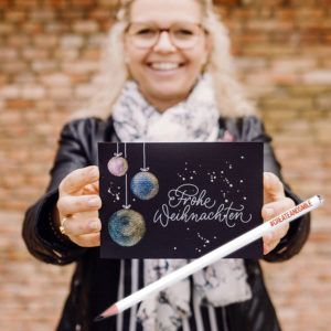 Weihnachtskarte mit Chamäleonfarben von Rembrandt by Katja Haas