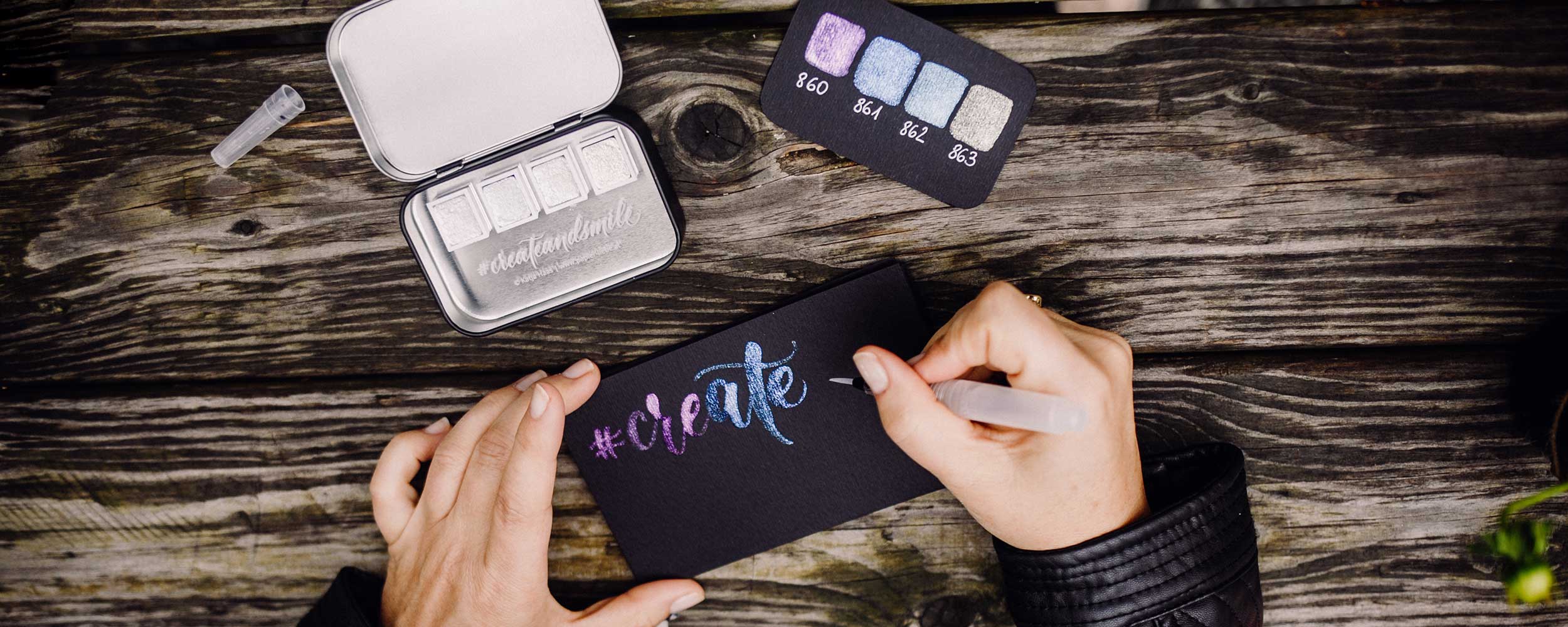 Brush-Lettering mit Aquarellfarben