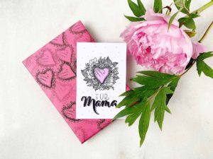 Muttertagskarte mit Stempeltechnik, Handlettering & Line Drawing