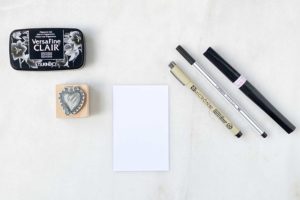Material für Muttertagskarte mit Stempeltechnik, Handlettering & Line Drawing