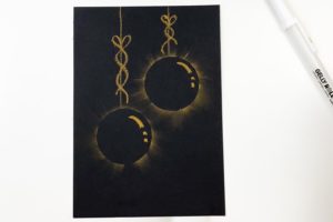 Weihnachtskarte mit schwarze Kugeln