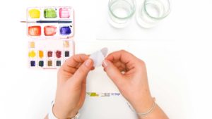 Spring vibes – Watercolor-Tipp: Maskieren mit Etikettenpapier
