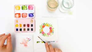 Spring vibes – Watercolor-Tipp: Maskieren mit Etikettenpapier