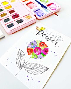 Flower Power – Watercolor maskieren mit Etikettenpapier