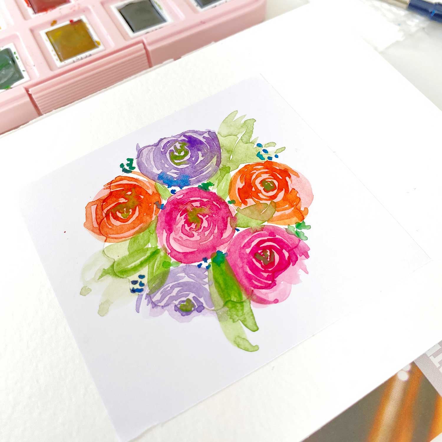 Flower Power – Watercolor maskieren mit Etikettenpapier
