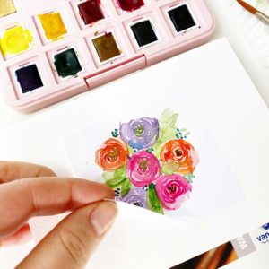 Flower Power – Watercolor maskieren mit Etikettenpapier
