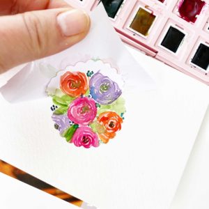 Flower Power – Watercolor maskieren mit Etikettenpapier