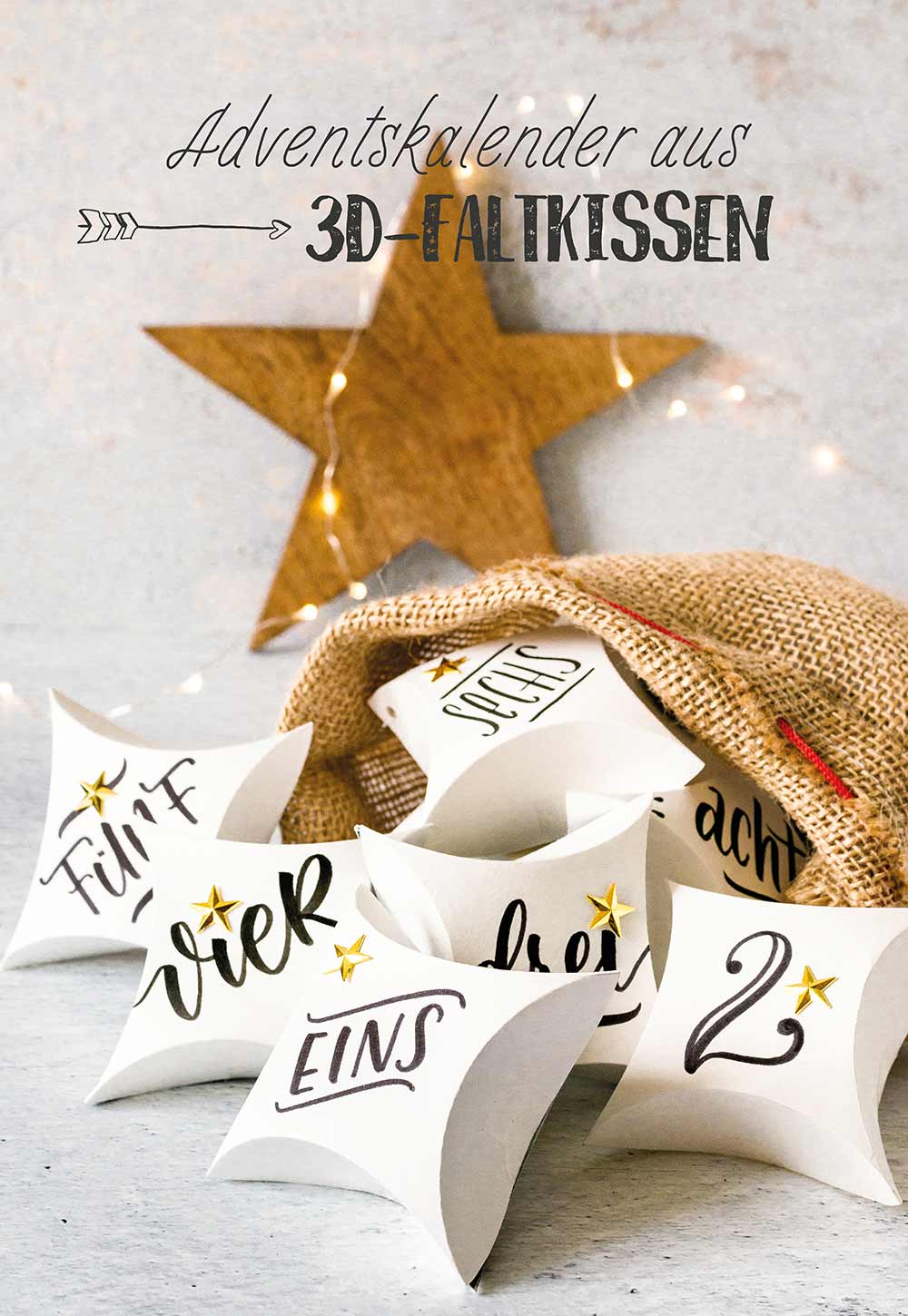 Handlettering-Adventskalender aus 3D-Faltkissen