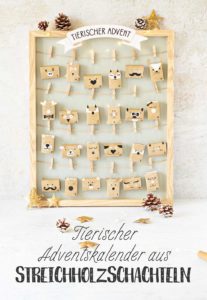 Tierischer Handlettering-Adventskalender aus Streichholzschachteln