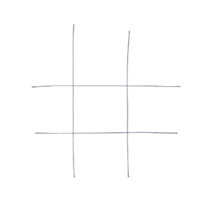 Tic-Tac-Toe-Spiel mit selbst gemachten Stempel