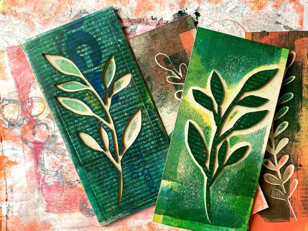 Collagrafie Drucken mit Karton und Gelli Print – botanische Druckplatten mit strukturierter Oberfläche