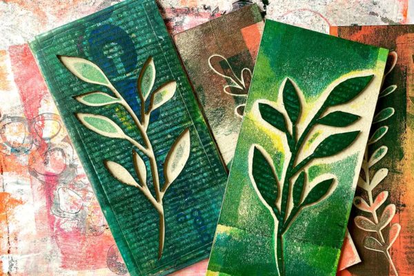Collagrafie Drucken mit Karton und Gelli Print – botanische Druckplatten mit strukturierter Oberfläche
