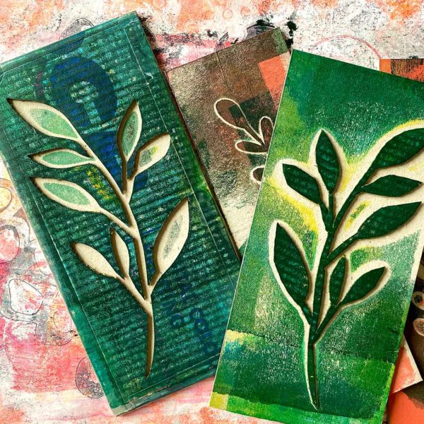 Collagrafie Drucken mit Karton und Gelli Print – botanische Druckplatten mit strukturierter Oberfläche
