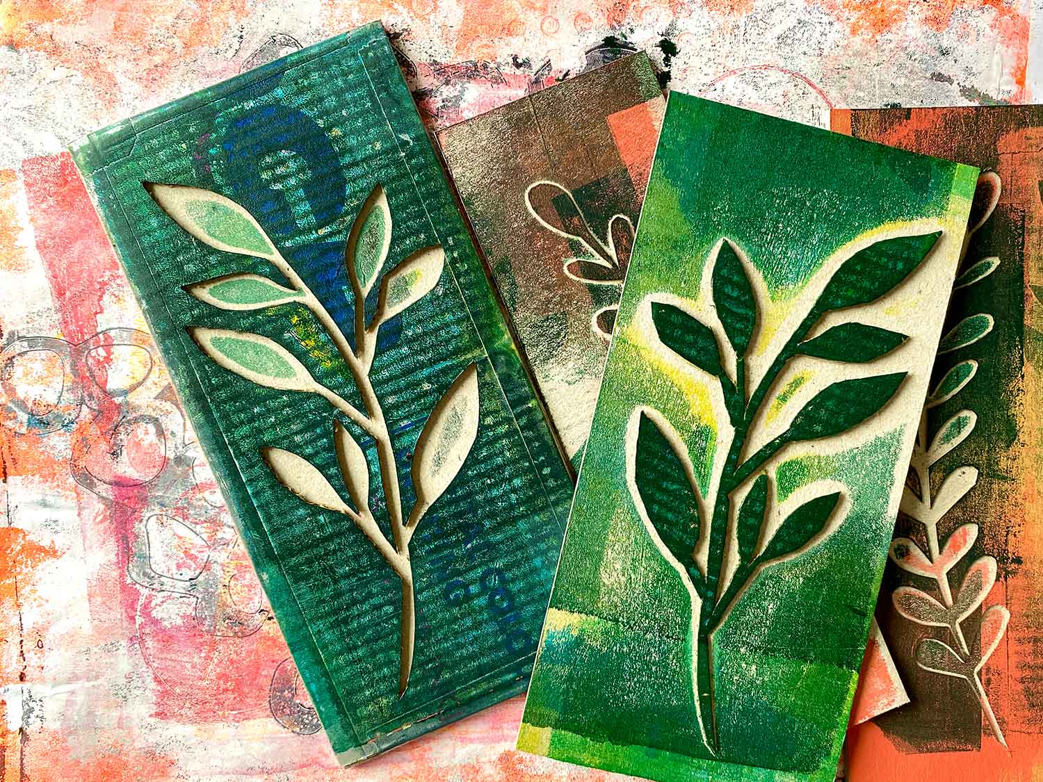 Collagrafie Drucken mit Karton und Gelli Print – botanische Druckplatten mit strukturierter Oberfläche