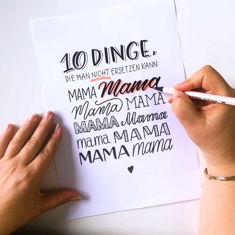 HandletteringSpruch für Muttertag Katja Haas PapierLiebe