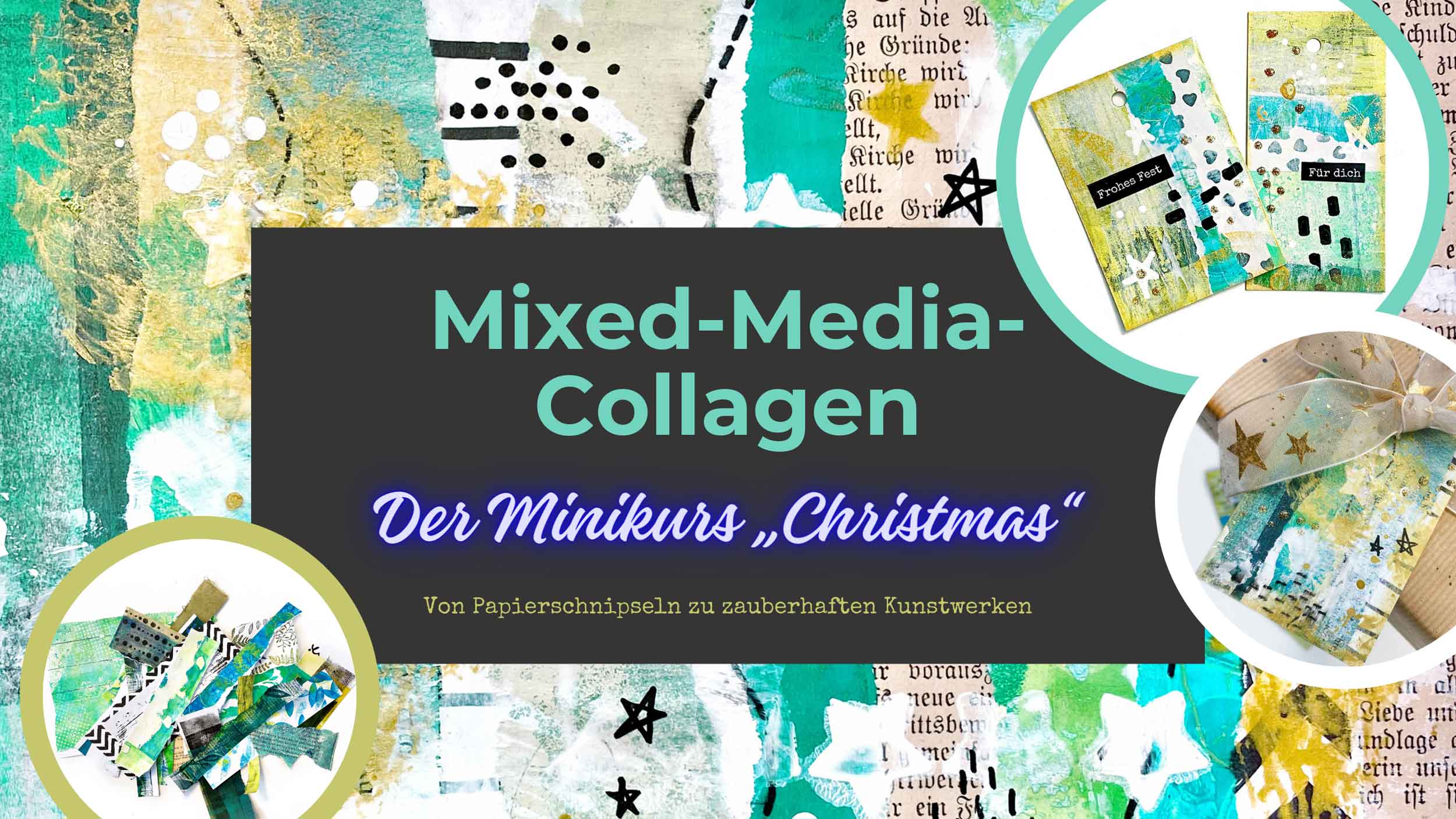 Mixed Media Collage XMAS-Edition Geschenkanhänger Weihnachten