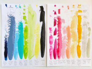 Acrylfarben-Auswahl Musterblatt