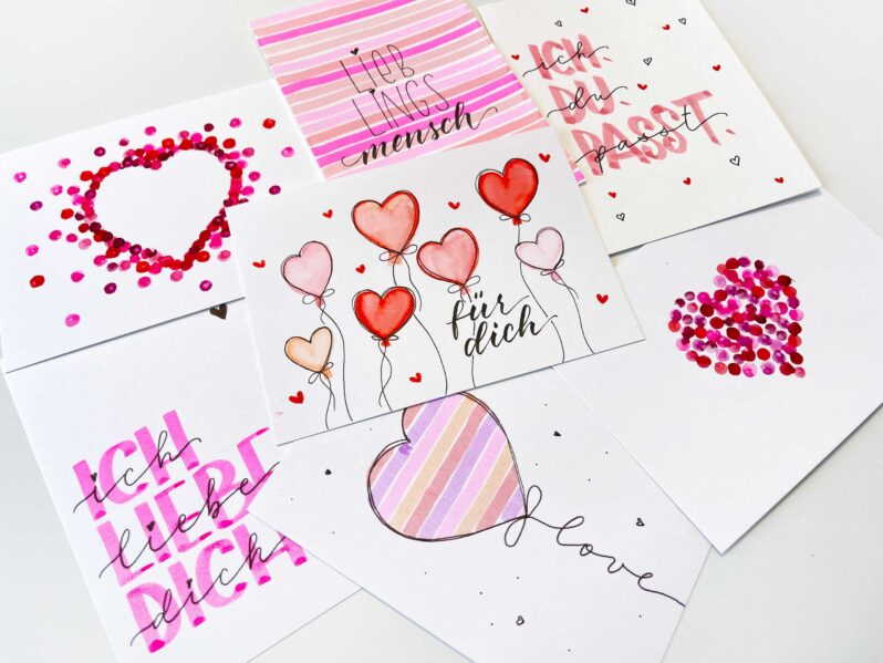 Valentinstag – Karten selbst gestalten mit fünf einfachen Techniken und