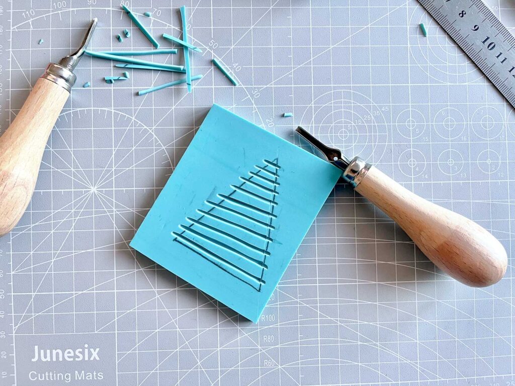 Stempel schnitzen Anleitung für Weihnachten