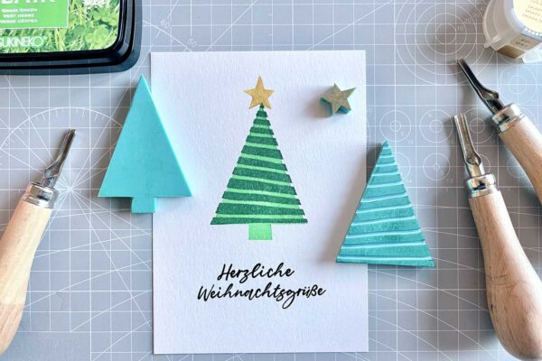 Stempel schnitzen Anleitung für Weihnachten