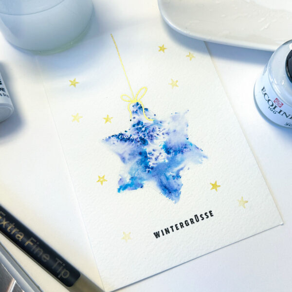 Aquarell-Stern mit Farbpigmenten erstellen
