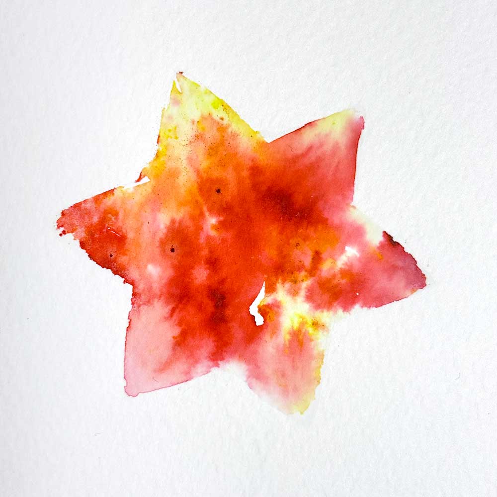 Aquarell-Stern mit Farbpigmenten erstellen