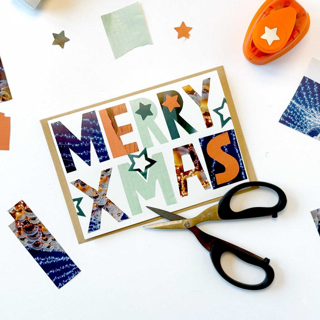 Cut Paper Lettering Collage – Merry XMAS
