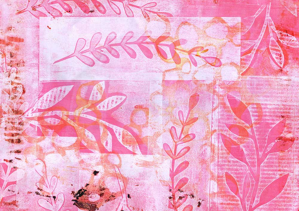 Collagrafie in Kombination mit Gelli Print auf Papier