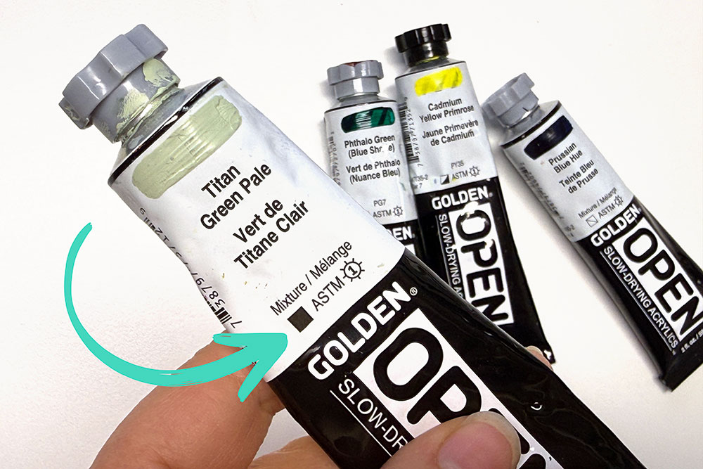 Golden Open Acrylfarbe – Anzeige der Transparenz