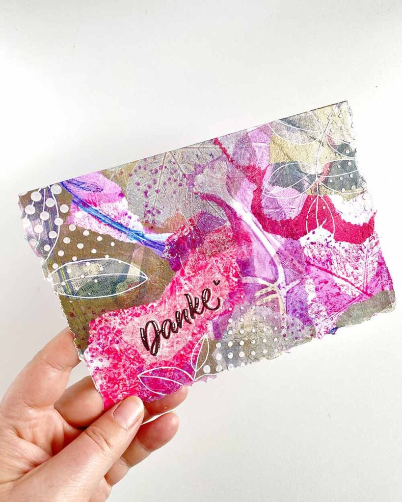 Muttertagskarte selbst gemacht mit Mixed Media & Gelli Print